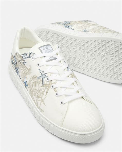 sneakers donna versace bianca|versace sea greca sneakers.